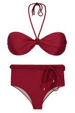 Load image into Gallery viewer, Product Front: Rio De Sol Ensemble Set Shimmer-Divino Twist Belted-High-Waist
