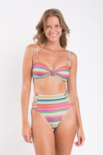 Load image into Gallery viewer, Model Front: Rio De Sol Ensemble Set Supercolor Bandeau-Joy Highwaist-Spin
