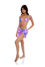 Load image into Gallery viewer, Ruffle Sarong Mini Skirt Blue Pink
