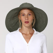 Load image into Gallery viewer, Model Front: Uv Line Chapeau Souple/Capeline Beverly Hills Verde Militar Upf50+
