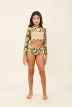 Load image into Gallery viewer, Model Front: Uv Line Une Pièce Fille Girl Bikini Hot Pant Jaguar Upf50+
