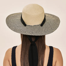Load image into Gallery viewer, Model Back: Uv Line Chapeau Panama Ibiza Areia Preto Upf50+
