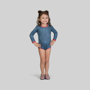 Model Front: Uv Line Maillot De Bain Bébé Macaquinho Baby Listras Upf50+