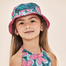 Load image into Gallery viewer, Model Front: Uv Line Bob Napoli Kids Hibiscus Upf50+
