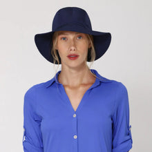 Load image into Gallery viewer, Model Front: Uv Line Chapeau Souple/Capeline San Remo Fpu50+ Hat Navy Blue Uv

