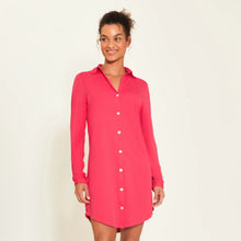 Load image into Gallery viewer, Model Front: Uv Line Chemise Shirtdress Copenhagen Pink Upf50+

