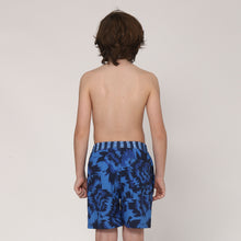 Load image into Gallery viewer, Model Back: Uv Line Maillot De Bain Garçon Short Acqua Oceano Inf Upf50+
