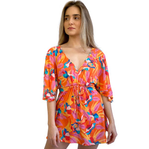 Orange Bloom Mini Dress