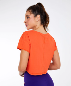 Laranja Pitanga Cropped Skin Fit Gym T-Shirt