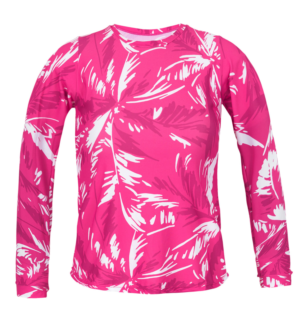 Top Pink-Palms Rash-Guard