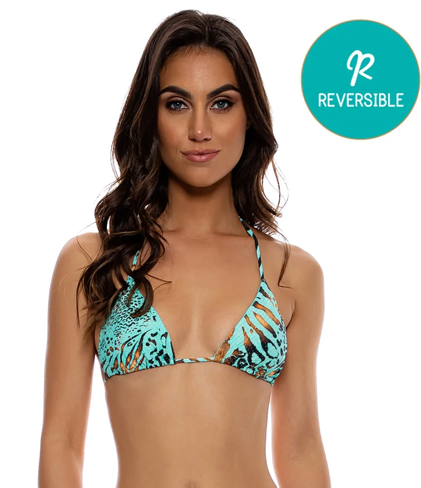 Top Wavy Ruched Animale Aqua